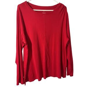 New J. Jill Womens Red Long Sleeve Pima Crew Neck Tee XL
